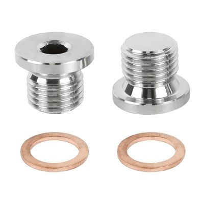 Ongfuwu 2PCS M16x1.5 Sensor Plug with Inner Hex Head & Red Copper O-Ring, 304 Stainless Steel Sealing Bung Plug, Thread Plugs Pipe Plugs for Car Truck Motorcycle, Universal Car Accessories (M16x1.5)