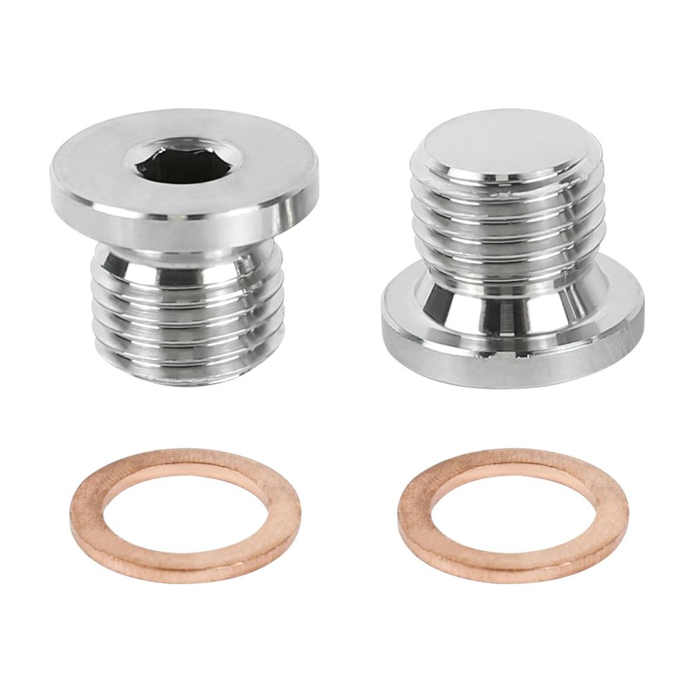 Ongfuwu 2PCS M16x1.5 Sensor Plug with Inner Hex Head & Red Copper O-Ring, 304 Stainless Steel Sealing Bung Plug, Thread Plugs Pipe Plugs for Car Truck Motorcycle, Universal Car Accessories (M16x1.5)