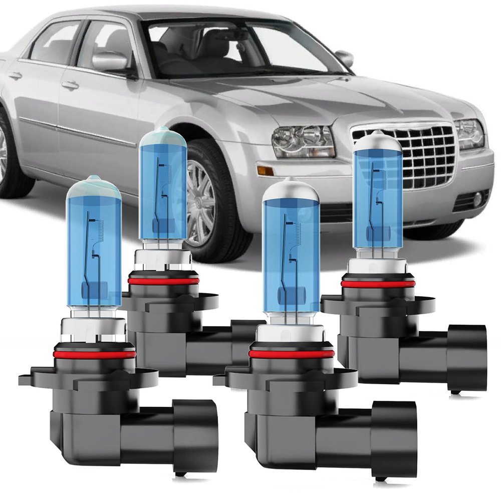 AOXMNDS Halogen Headlight Bulbs Compatible with Chrysler 300 2005-2009, 9005 9006 High Low Beam Combo, 6000K White,Plug and Play, Pack of 4