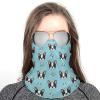 Face Cover Scarf for Skiing Fishing Hiking Cycling Accessories, Sun Protection Cute Blue Boston Terrier Balaclava, Headband for Unisex view 3