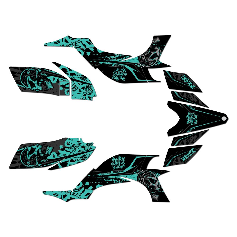 Kalair GFX Graphics Kit for Yamaha YFZ450 2004-2008 Revolt Series Teal 16 Mil - On/Off the Road - Dirt Pit Bike Motorcycle Stickers, Dirtbike Racing Automotive Decal Motocross Accessories no-Plastics