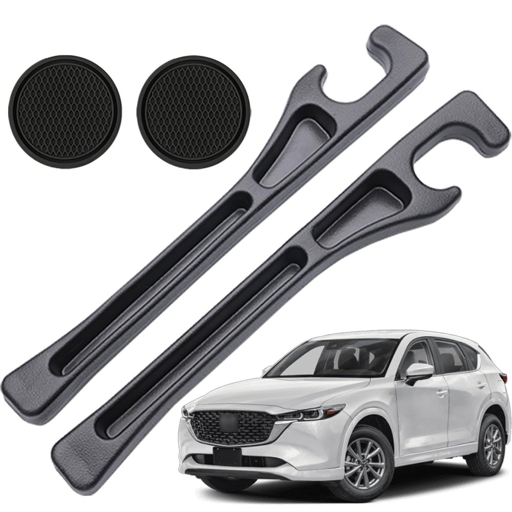 Pukonger Car Seat Gap Filler Compatible with Mazda Cx5 CX-5 Accessories Seat Gap Plug Blocker with Storage Slot Organizer Non-Slip Car Cup Holder Coaster 2 Pack Black