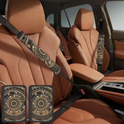 LQXNXHC Seat Belt Cover 2 Pack Car Seat Belt Pad Personalized Seat Belt Cushion Pad Cover Golden Pattern Harness Pads Shoulder Strap Cover for Adults Truck SUV Backpack
