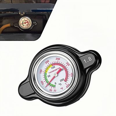 Fiknonk 1 PC High Pressure Radiator Cap with Temperature Gauge, 1.8 Bar 26 PSI Alloy Radiator Cover, Compatible with Honda CRF CR-XR, Suzuki DR-Z RMZ, Yamaha WR YZ Dirt Bike & ATV Models