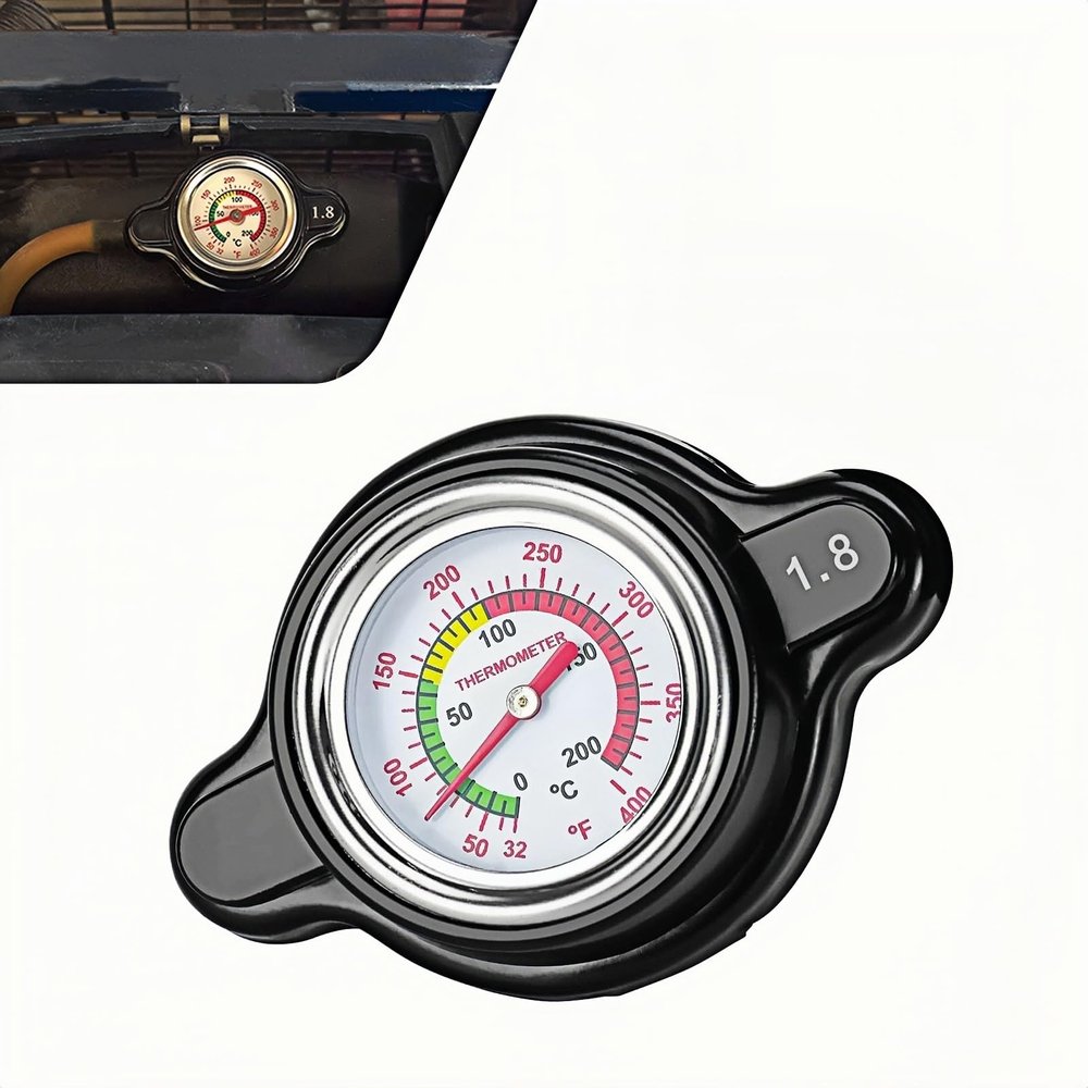 Fiknonk 1 PC High Pressure Radiator Cap with Temperature Gauge, 1.8 Bar 26 PSI Alloy Radiator Cover, Compatible with Honda CRF CR-XR, Suzuki DR-Z RMZ, Yamaha WR YZ Dirt Bike & ATV Models