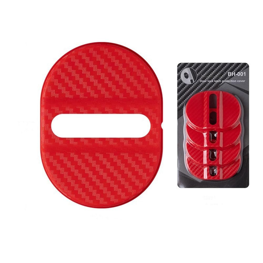 Universal Car Door Lock Decoration Lock Cover Parts Accessories Lock Lockstitch Decor Compatible with Honda Toyota Subaru Mazda Hyundai Kia Most Vehicles (Red*4)