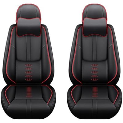 Cresater Car Seat Cushions,Faux Leather Seat Covers Fit for Infiniti EX37 2013,Front Set Automotive Seat Covers,Waterproof Seat Covers for Cars(2PCS/with Pillows,Red-Black)