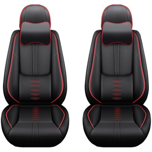 Cresater Car Seat Cushions,Faux Leather Seat Covers Fit for Infiniti EX37 2013,Front Set Automotive Seat Covers,Waterproof Seat Covers for Cars(2PCS/with Pillows,Red-Black)