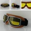 YMTSGEQ Foldable Retro Pilot Motorcycle Goggles - Half Helmet Compatible Design for Men & Women with Wind & Dust Protection (Brown, Yellow) view 2