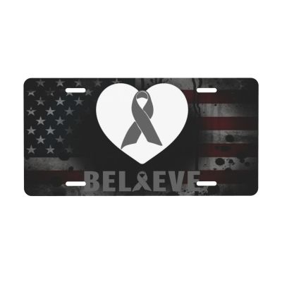 YOLADSUME Visual Impairment Awareness Believe Gray Ribbon 6" X 12" in License Plate Funny Novelty Aluminum Metal Front License Plate for Men Women