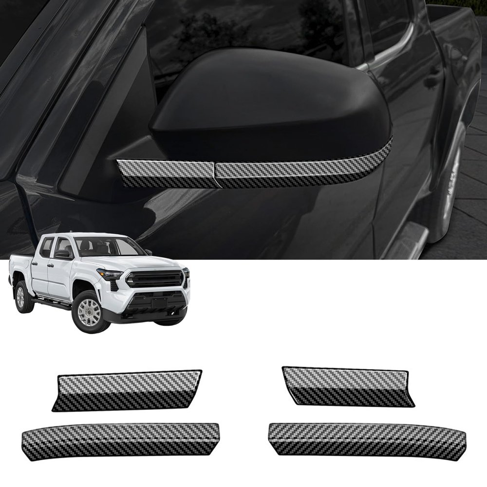 Exterior Rearview Mirror Trim for Tacoma 2024 2025 ABS Carbon Fiber Anti Scratch Exterior Modification Kit 4PCS Tacoma Accessories (Carbon Fiber)