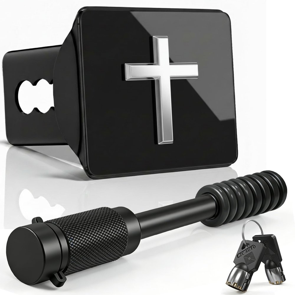 Metal Jesus Christ Cross Hitch Cover for 2 Inch Receivers with 5/8-Inch Pin Diameter Anti-Theft Hitch Lock,Enhance The Aesthetic Appeal of Your vehicle's Rear While Adding Rich Symbolic Meaning