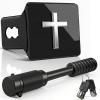 Metal Jesus Christ Cross Hitch Cover for 2 Inch Receivers with 5/8-Inch Pin Diameter Anti-Theft Hitch Lock,Enhance The Aesthetic Appeal of Your vehicle's Rear While Adding Rich Symbolic Meaning view 1