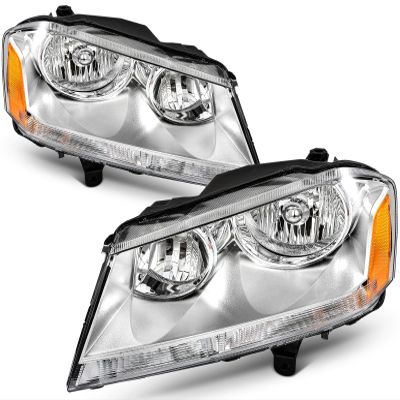 ALEGE Headlight Assembly Compatible with Dodge Avenger 3.6L 2011-2014 for Dodge Avenger 3.5L 2008-2010 for Dodge Avenger 2.7L 2008-2010 Chrome Amber 20907800