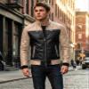 Trendsfort Men's Real Lambskin Leather Cafe Racer Jacket | BR7, Beige, L view 2