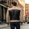 Trendsfort Men's Real Lambskin Leather Cafe Racer Jacket | BR7, Beige, L view 3
