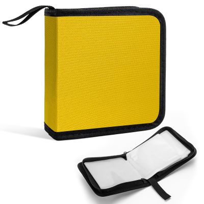 Fkewp Car CD Case, 40 Capacity CD Storage Binder Wallet Zipper Protective Case, Portable Automotive DVD Disc Storage Organizer for Home Travel Office, Universal Car Accessories (Yellow)