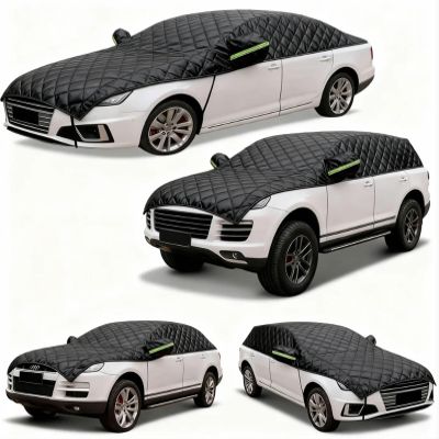 Half Car Cover Waterproof Compatible with Volkswagen ID.5 Half Top Car Cover Snow 190t Oxford Fabric 110g Cotton Soft Inner Liner(Color:BB)