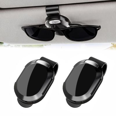 FortiyParts 2 Pack Car Visor Sunglasses Holder Universal Anti-Scratch Clip with One-Hand Operation, Secure & Easy-Access Storage for Sunglasses, Car Visor Accessories Gadgets (Black)