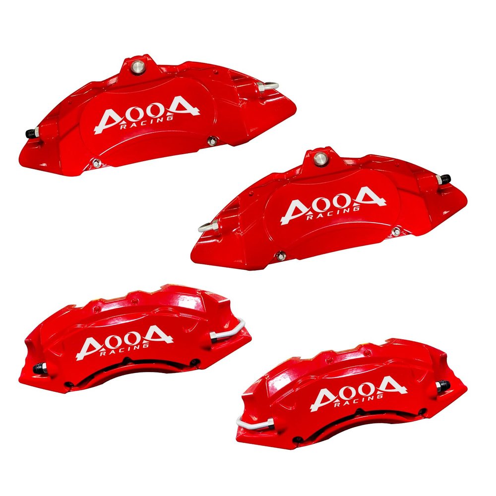 AOOA Red with White Logo Aluminum Brake Caliper Covers for 2018-2024 Audi Q5 (cant fit Tech package), Front & Rear Caliper Cover Kit