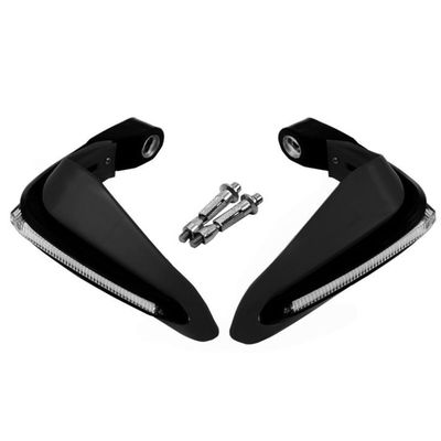 Motorcycle Universal Handguard Turn Signal Lights with lights Shield Windproof for Triumph Victory Aprilia Kawasaki Yamaha Suzuki Honda Motorcycle Dirt Bike Parts. (Black)