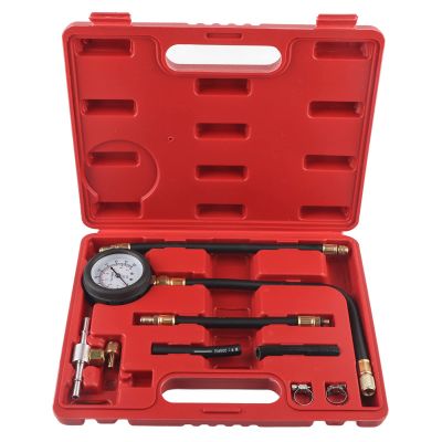 BowyTrading TU - 113 Petrol Fuel Pressure Gauge Tester, Fuel Injection Pump Diagnostic Tool, Professional Auto Diagnostics Kit with Adapters and Fittings, Dual Scale Gauge for Most Cars (0-1