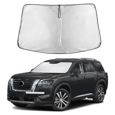 EcoNour Windshield Sun Shade for Nissan Pathfinder 20222026 | Front Window Sunshade | Foldable Car Sun Protector | Blocks UV Rays & Keeps Interior Cooler