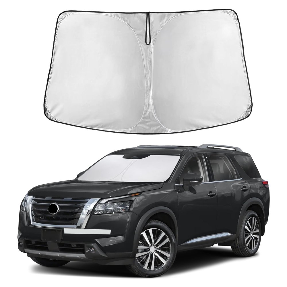 EcoNour Windshield Sun Shade for Nissan Pathfinder 20222026 | Front Window Sunshade | Foldable Car Sun Protector | Blocks UV Rays & Keeps Interior Cooler
