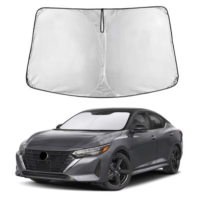 EcoNour Windshield Sun Shade Compatible for Nissan Sentra 20202024 2025 2026 | Sedan Front Window Sunshade | Foldable Sun Visor Cover | UV Protection & Heat Reduction