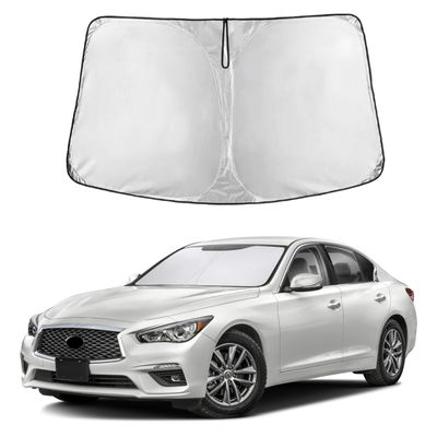 EcoNour Windshield Sun Shade Compatible for Infiniti Q50 20142024 | Sedan Front Window Sunshade | Foldable Sun Visor Shield | UV & Heat Blocking Protection