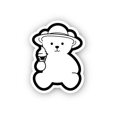 2 (Pieces) 3" and 5" Teddy Bear with Ice Cream Cone Sticker, Waterproof Vinyl Decals for Many Purpose Like Cars, Trucks, Laptops, Phones, Windows and More