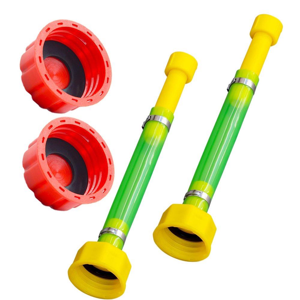 Gas Can Spout Replacement & Red Gas Cap Combo 10.9" Leak-Proof PVC Hose & Durable Cap for Midwest/Scepter 1/2/5/10 Gallon Fuel Jugs (Fits 1.75"-1.8" Threads) (RG-2)