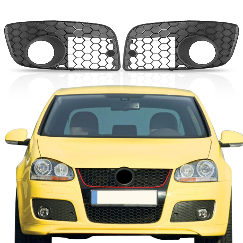 Tyrigion 2PCS Fog Light Open Vent Grilles Honeycomb Hex Mesh Compatible with 2006-2009 Volkswagen GTI/Jetta 2.0L 2.5L 1.9L 1.8L Left&Right Side