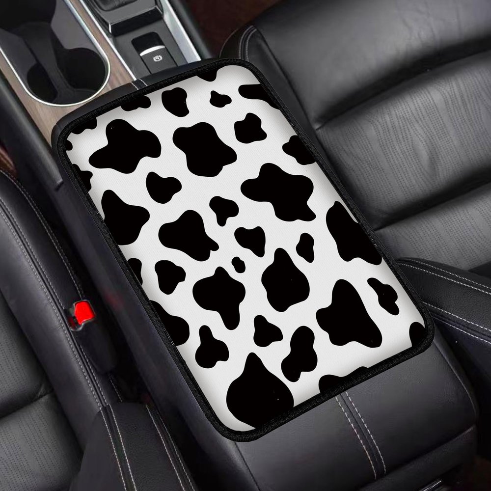 Mokiwala Universal Fit Center Console Armrest Cover - Soft, Stylish & Washable Pad for Car, Truck, SUV and RV, All-Day Comfort, Enhanced Protection - Brown Marble Pattern Design (Cow Pattern)