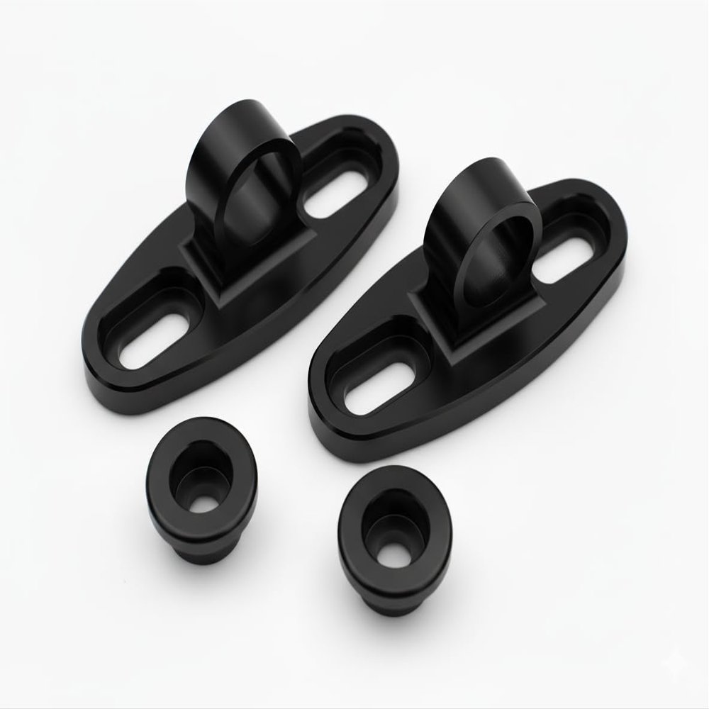 DKMOTORK Universal Motorcycle Rearview Mirror Extension Bracket, Aluminum Mount Adapter for Phone Holder, GPS, Spotlight, Action Camera - Compatible with Motorbike, Scooter, E-Bike (2 Pack) (Black)