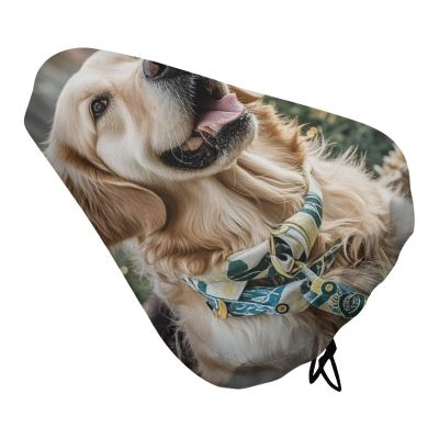 Waterproof Bicycle Seat Cover, Universal Bike Saddle Covers with Elastic, Golden Retriever Dog Bike Seat Cover Durable Rain Dust Protection for Road Mountain Bicycle