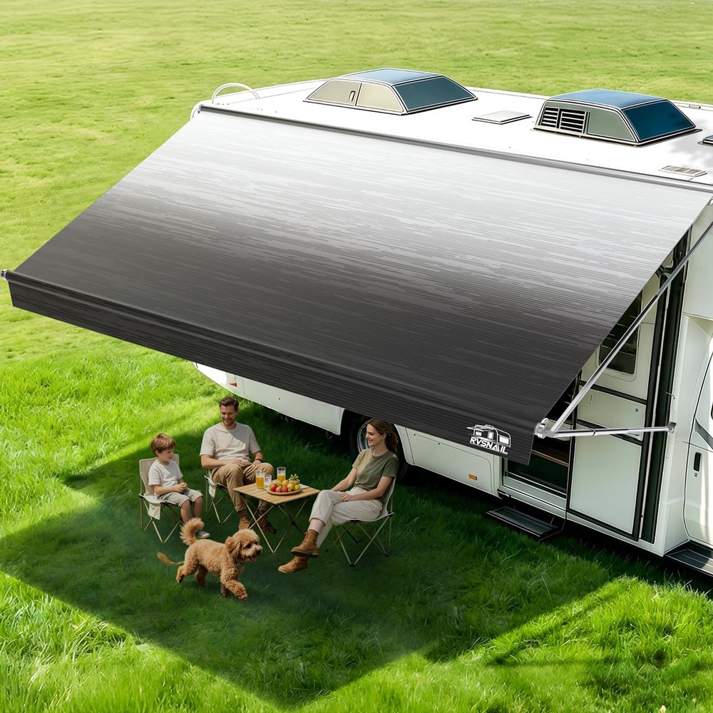 RVSNAIL RV Awning Fabric Replacement, Black , Fits 24FT Awnings, 23'2" Wide