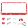 Rdxcv Bling License Plate Frame, Premium Stainless Steel Diamond License Plate Holder with Mounting Kit, Bedazzled Rhinestone Car Tag Cover for Women Men, Car Accessories (Red) view 1