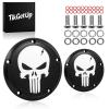TIKGETUP Skull Clutch/Derby Timer and Points Covers for Harley Twin Cam 1999-2015 Dyna Softail Touring Road King Electra Glide Street Glide Road Glide Tri Glide,Black view 1