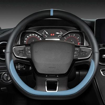 Car Steering Wheel Cover for Fiat 500 C 2015-2025, Leather Steering Wheel Protector Cover Breathable Anti Slip Grip Accessories,C/Blue