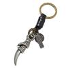 SURANBULI Bull Head Skull Leather Keychain, Antique Brass Bronze Key Ring, Cool Unique Backpack Pendant Gift for Men view 1