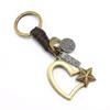 SURANBULI Antique Bronze Heart Totem Keychain, Vintage Gothic Punk Leather Charm, Car Bag Pendant Valentine Gift for Women view 1