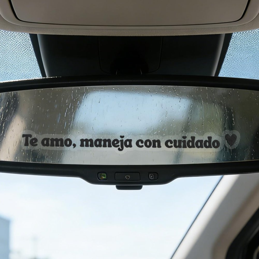 DEAELF 5PCS Te Amo Maneja Con Cuidado Sticker Decals, Spanish I Love You Drive Safe Mirror Sticker, Inspirational Message Vinyl Car Rear View Mirror Window Decal, Lovely Present for Her, Him (Black)