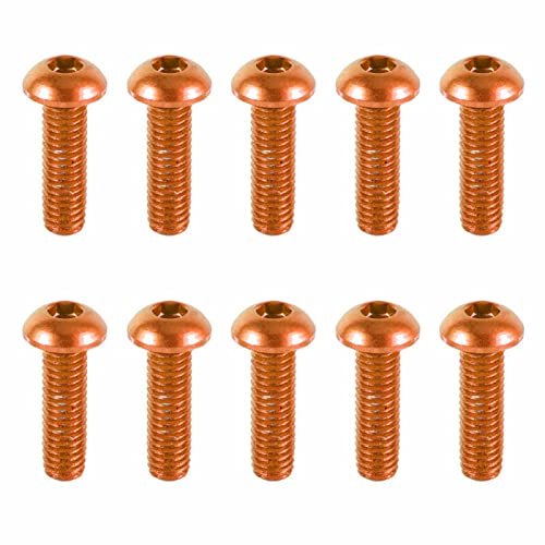 Zkensh-Bolts Aluminum Alloy Button Head Screws M3 X 6/8 / 10 /12mm Button Head Screw Bolts Hex Allen Socket, 10PCS, Widely Used(Orange,M3x10mm)