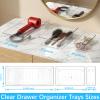 14 Pcs Clear Plastic Drawer Organizer Tray with 2 Pcs 15"x6" Extra Large Trays, Multi-Purpose Storage Bins for Vanity, Makeup, Kitchen Utensils, Bathroom, Office Desk, Auto Tools & Craft Supplies view 2