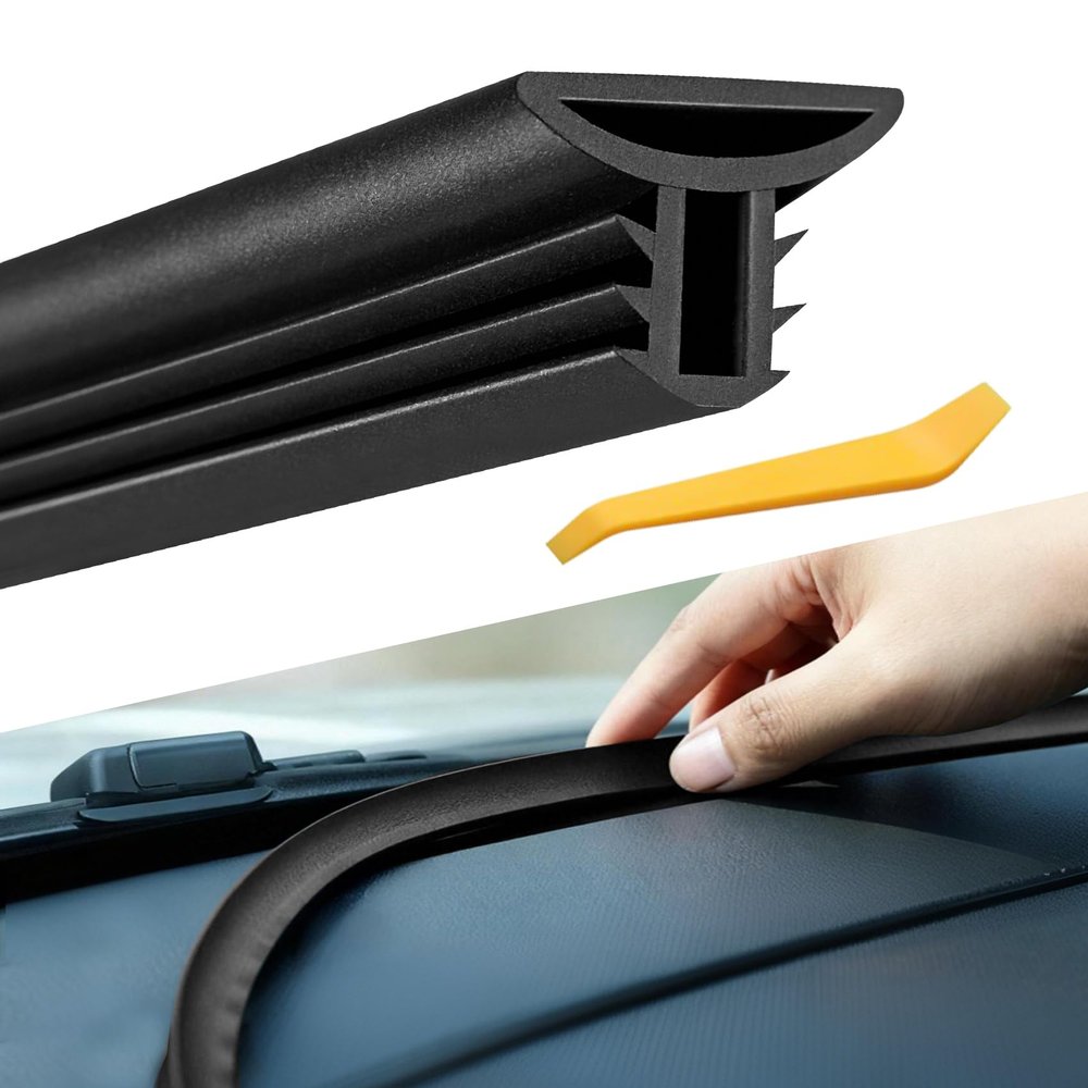 YUPIKJI Car Dashboard Seal Strip, Windshield Seal Strip, 6.5Ft/2M Rubber Windshield Sealing Guard Trim, Car Accessories Cuttable Soundproof Automotive Weather Stripping Universal for Truck Boat RV