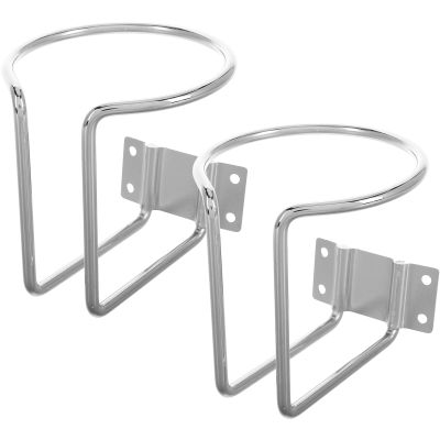 Happyyami Universal 2pcs Wall Mounted Cup Holders for Cars and Boats, Silver Automotive Drink Holders with Sturdy Wood Swing Mount, Multi-Functional Beverage Rack for Rv, ATV, and Marine Use