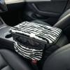 Plush ZebraPrint Car Center Console Cover with Side Pockets, Fluffy Armrest Cushion Pad,Soft Zebra Car Interior Decorations Accessories with Storage for Women,Universal Fit for Vehicles SUV Truck view 2