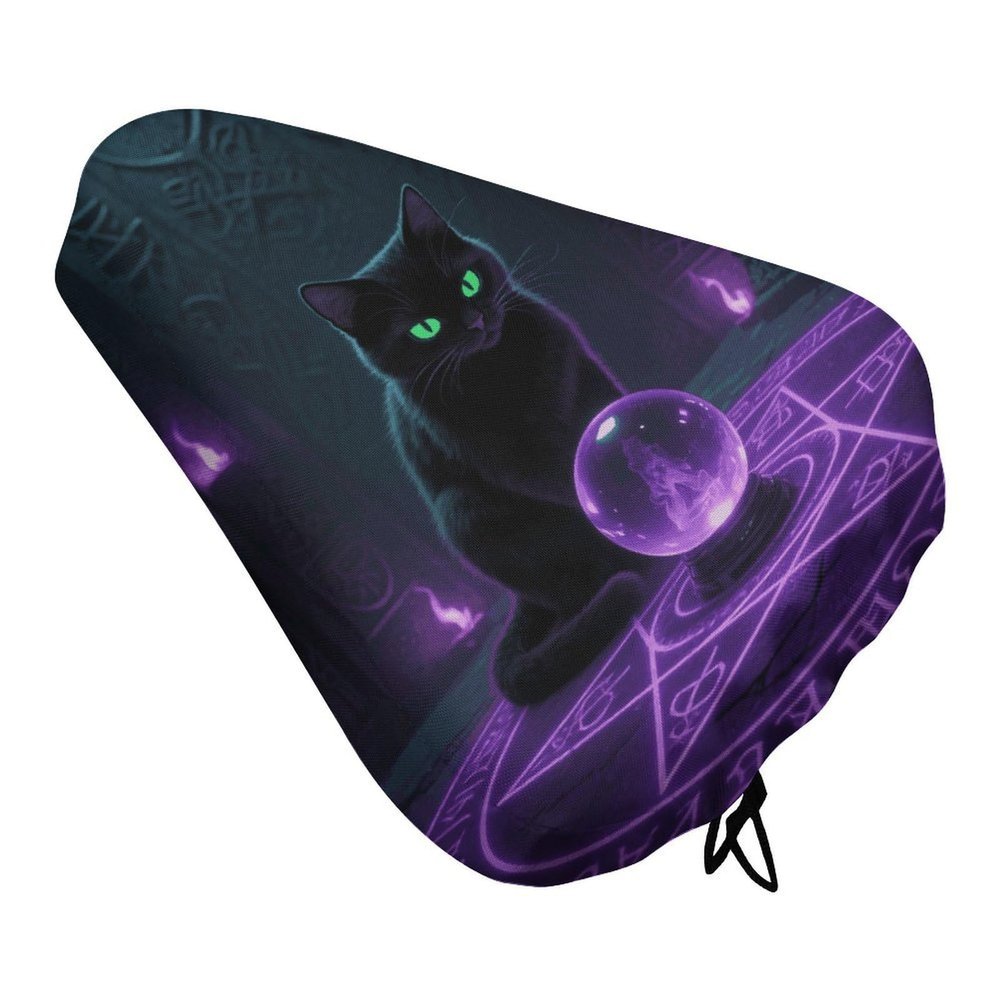 Witchcraft Cat Bike Seat Cushion Waterproof Bicycle Seat Cover with Drawstring Comfort Dustproof Rain Proof Protection Bike Seat for Outdoor Most Bicycles Mountain Road Bikes