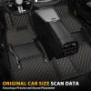 Custom Fit Floor Mats for Toyota Yaris 2014-2024,Waterproof Nappa Leather All-Weather Floor Liners, Easy to Clean Car Floor Protection Accessories (Black&Beige) view 3